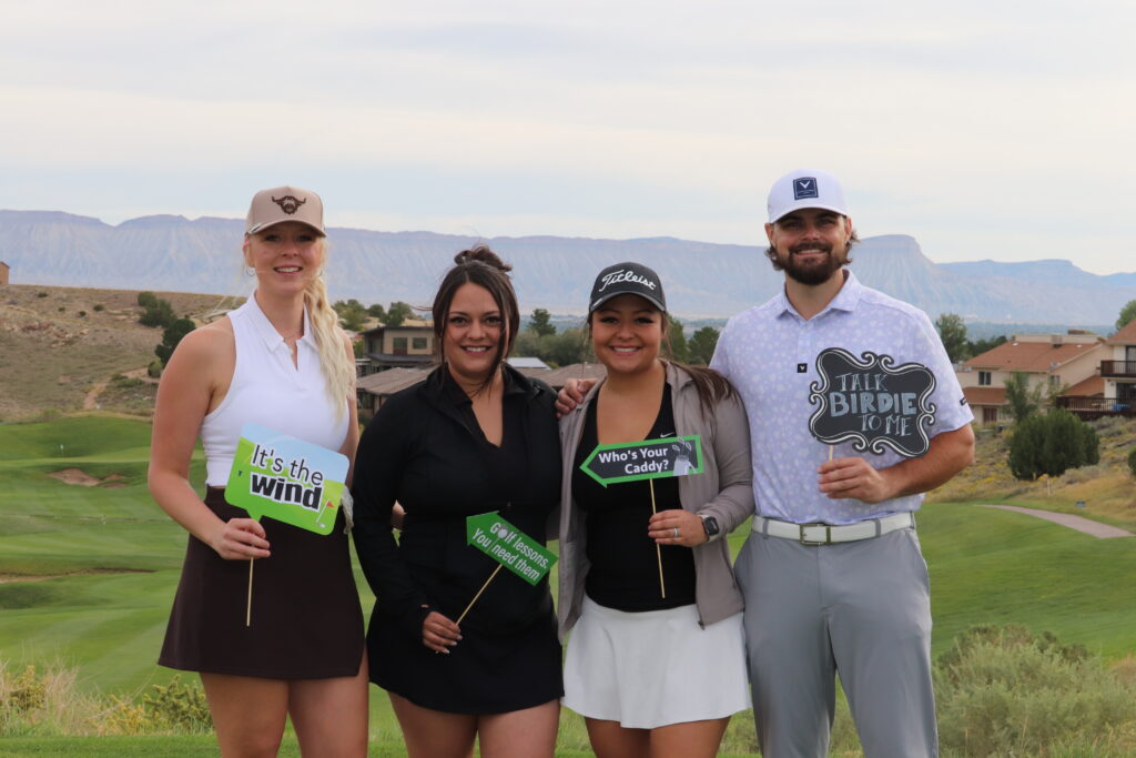 Grand Junction Chamber of Commerce Golf Tournament attendees at the Redlands Mesa Golf Course