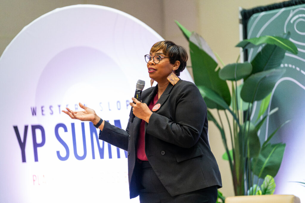 Keynote Tiffany Malone speaks at the 2026 YP Summit hosted by the Young Professionals Network and the Grand Junction Area Chamber of Commerce